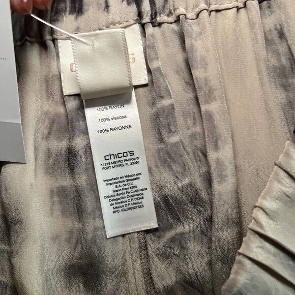 Womens CHICOS 1 Brown Black and Beige Tie Dye Fringed Skirt Pull On Sz Small NWT - Picture 3 of 9